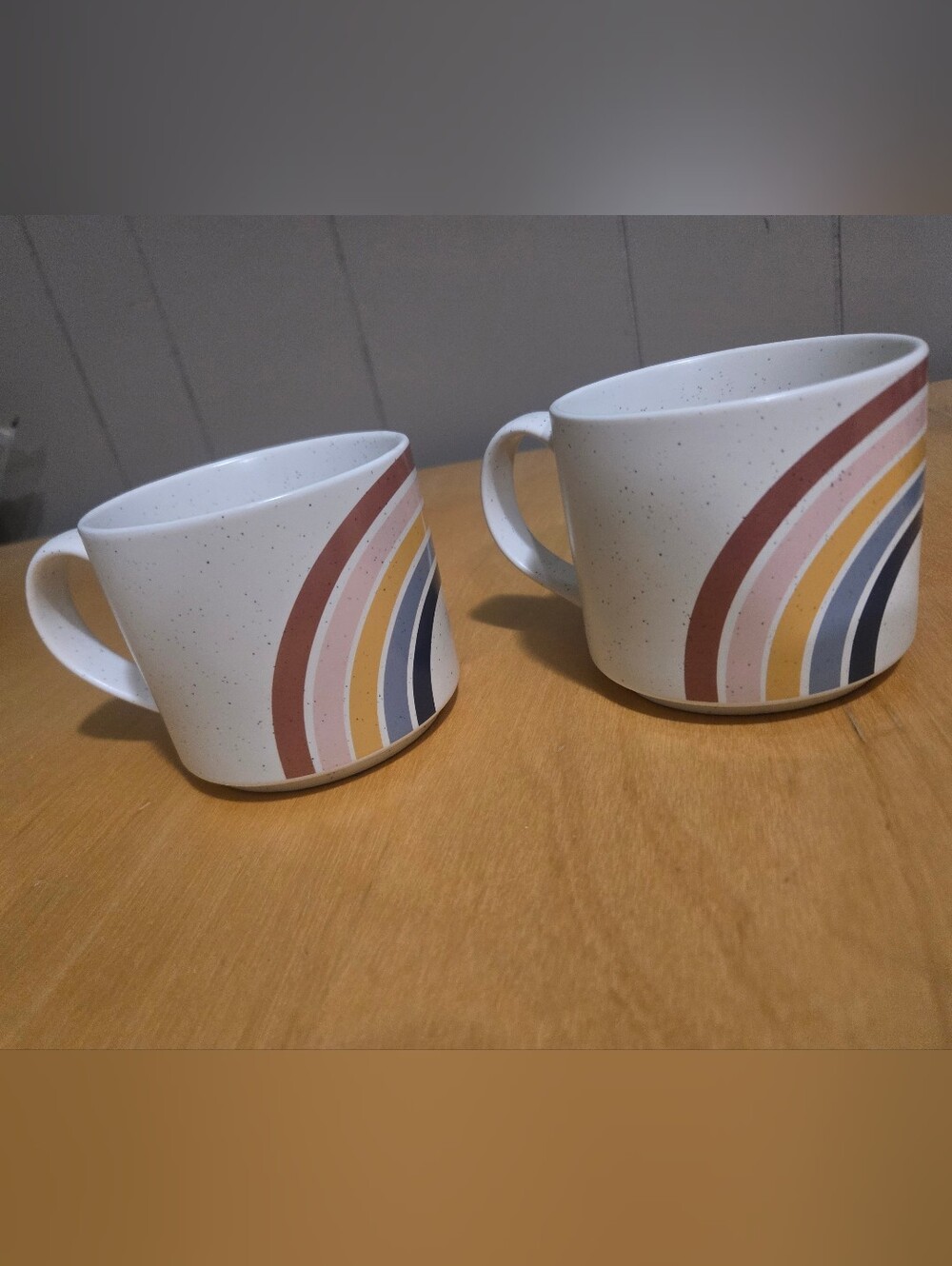 Speckled White Ceramic Mug with Rainbow